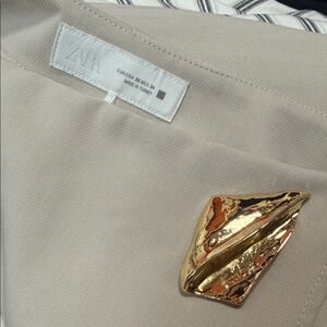 Zara Beige Skort with Gold Accent